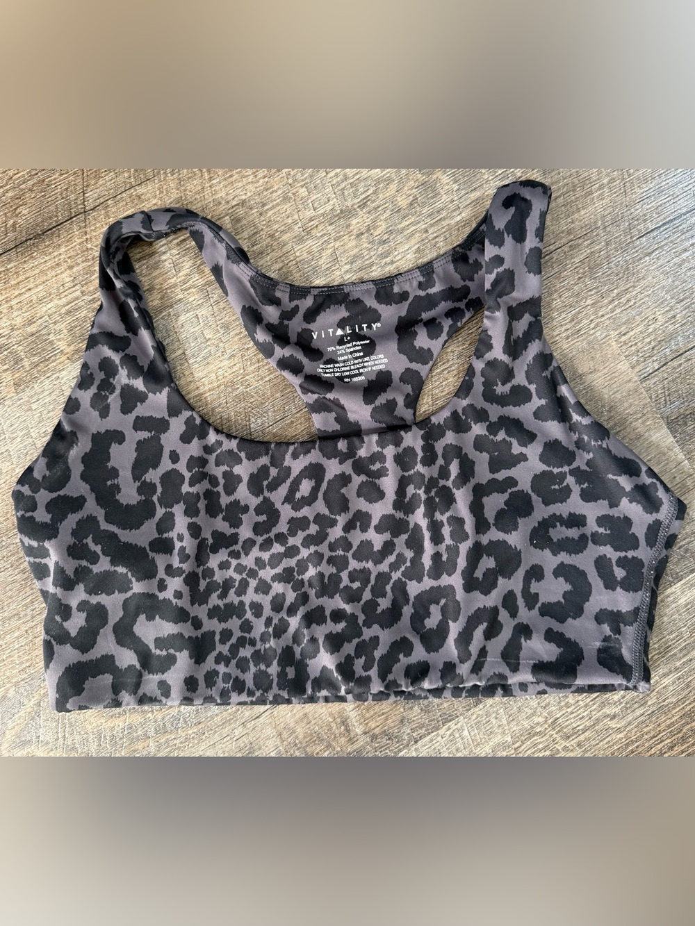Vitality Women's Leopard Sports Bra - Black/Grey